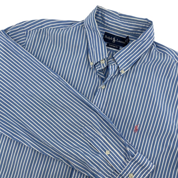 Ralph Lauren Striped Button Down Shirt Long Sleeve Custom Fit 17 1/2 XL - Picture 1 of 6